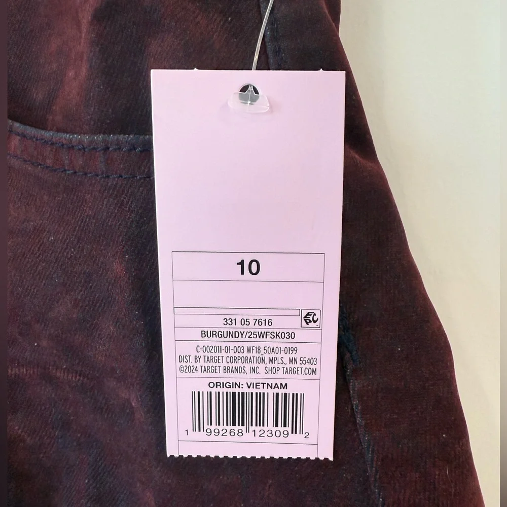 Wild Fable Burgundy Acid Wash Denim Mini Skirt New With Tags Size 10 Trendy Y2K - Picture 4 of 5